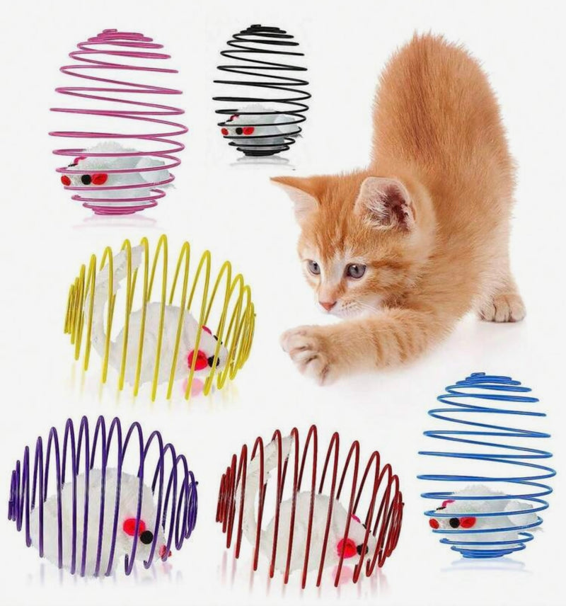 Yoinkin Spring Cage Mouse Toy for Cats (3-pack)
